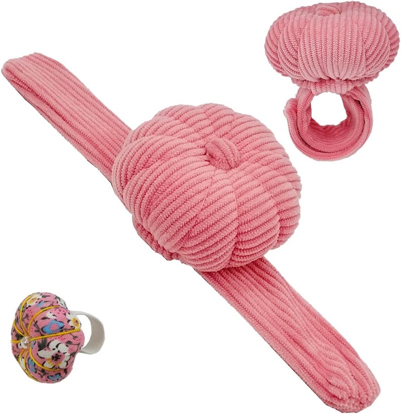 Memfish Store Elastic Wrist Pin Cushion Ring Pincushions Needlework DIY Handcraft Needles Holder for Sewing and Quilting with 1 Elastic Strap Finger Ring Pincushions Pumpkin Shaped - Image 1